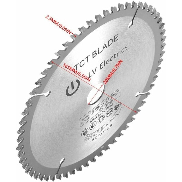 165 mm TCT-cirkelsågblad Silver roterande kapskiva för trä