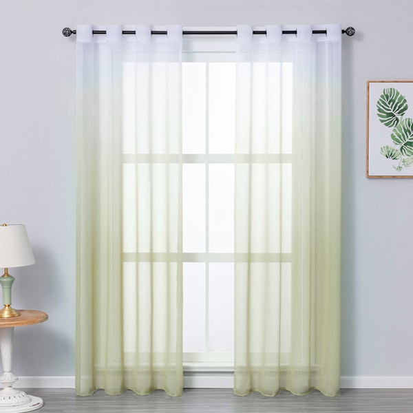 #Gardins med øjer (2 stk.) transparent gradient lodret gardin voile#