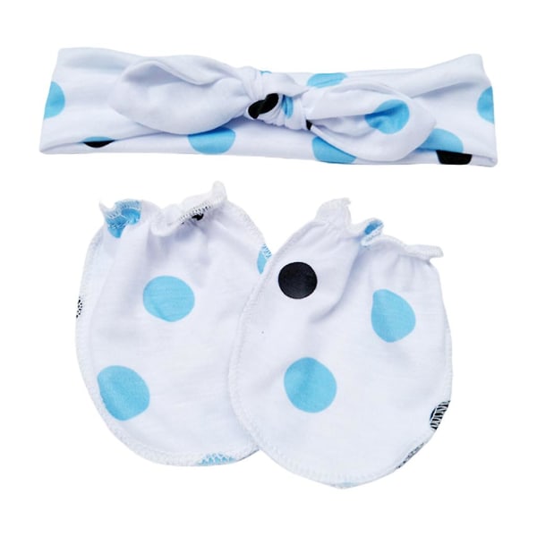 Baby Anti-repor handskar Knotted Pannband Set Newborn Mittens Hårband Kit