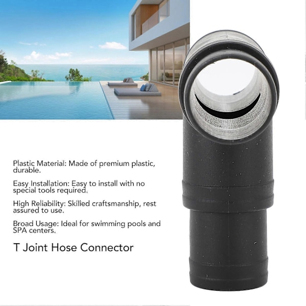 T-koppling Slanganslutning 1.25in 1.5in 3-vägs Adapter Plast Enkel Installation Poolpumptillbehör för Pool Spa