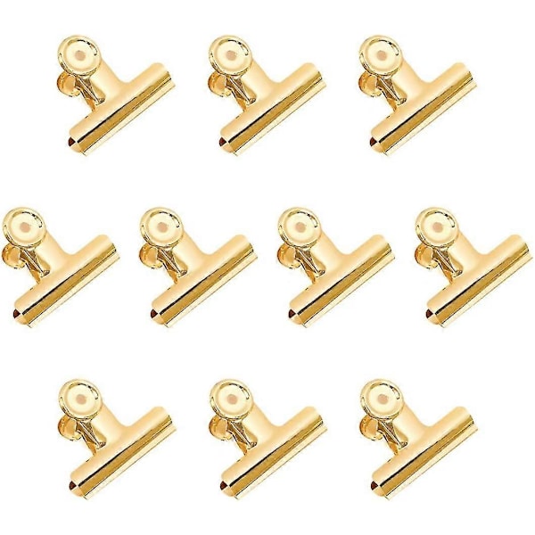 Metall Gemensamma Pappersklämmor Ljusguld, 2 Tum Stora Bull Hinge Binder Clips Klämmor För Bilder Foton, Matpåsar, Hem Kök, Kontorsmaterial (50mm)guld10