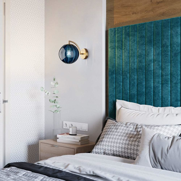 *Ny nordisk moderne vegglampe Ø15CM blå glasskule vegglampe*