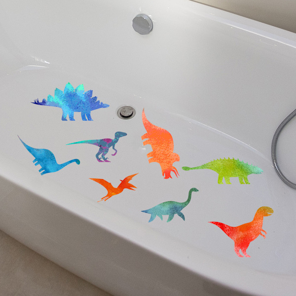 #6kpl. sarjakuva dinosaurus kylpyamme seinätarra 15x20cm#