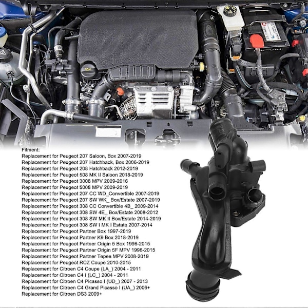 Motor Kølevæske Termostathus med Sensor 1336.CC Erstatning for Peugeot 207 208 508 3008 5008 308 Partner RCZ