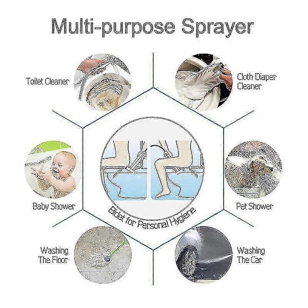 Svart Bærbar Bidet-Sprøyte, Toalettkran, Rustfritt Stål, Kaldt Vann, Shattaf-Ventil, Sprøytesett