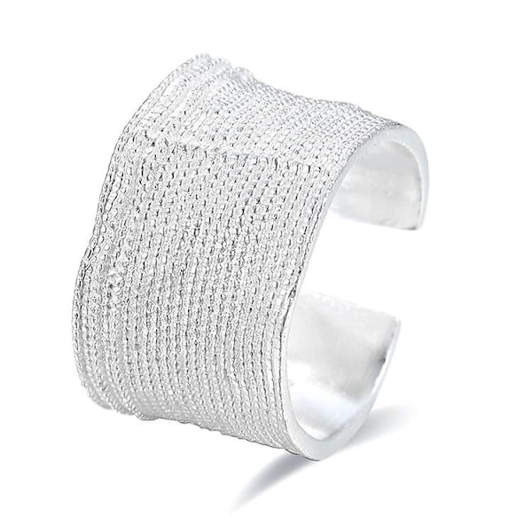 Herr Sterling Silver Oregelbunden Konkav Konvex Ring