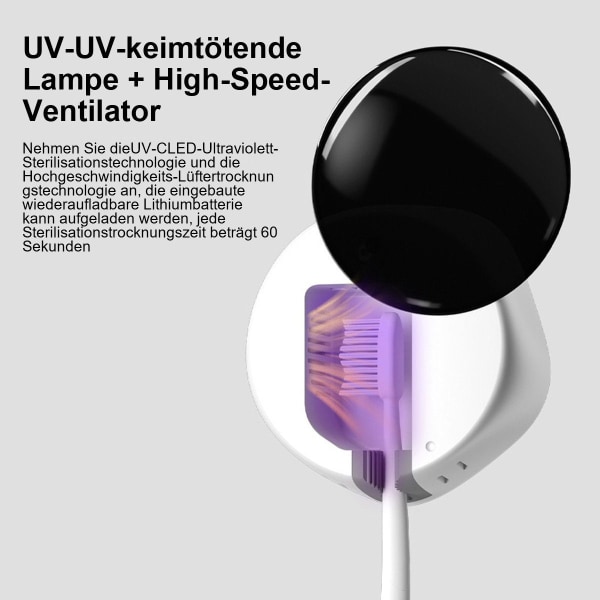 #vaaleanpunainen,UV-sterilointilaite Älykäs seinään kiinnitettävä laite hammasharjan pesuun#