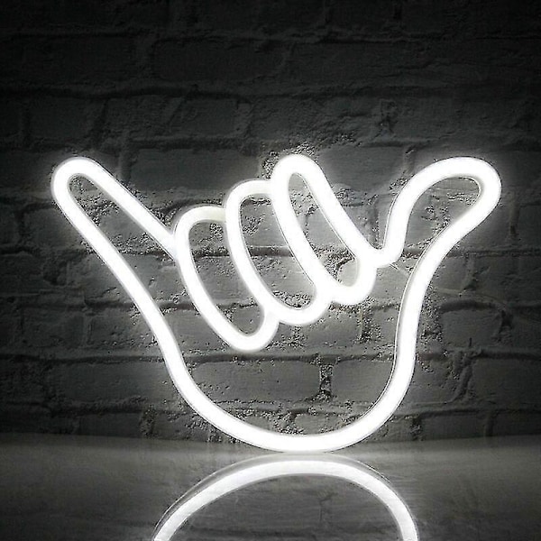 Finger Neon Sign Lyckogest Vit Neon Neonljusskylt Handformade Neonlampor För Sovrum