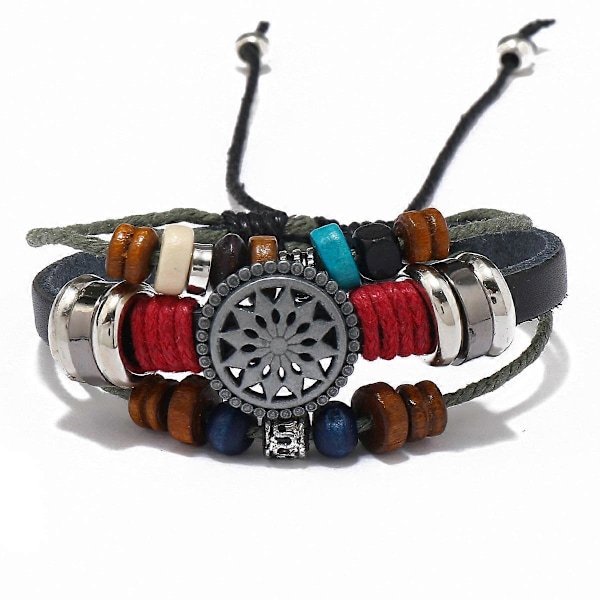 Vintage Bohemia Perlearmbånd, Multilags Håndvævet Armbånd, Hamp Snor Viklearmbånd Smykker Justerbar