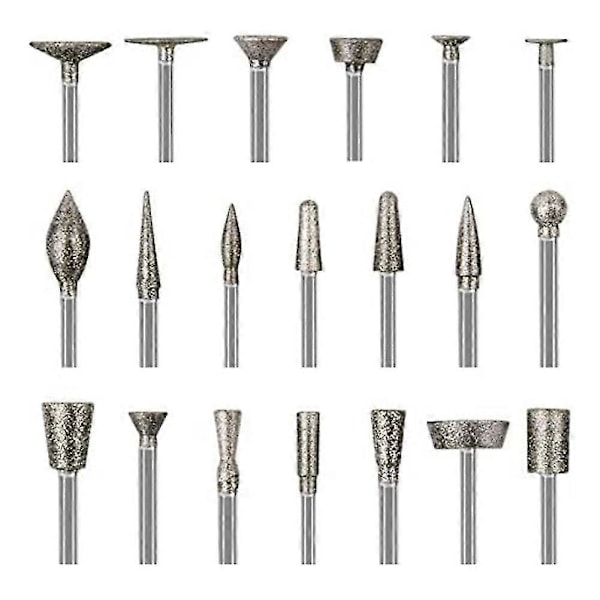 Stenristningsset Diamantstift, 20 st Poleringskit Roterande Verktygstillbehör med 1/8\" Skaft För Ristning