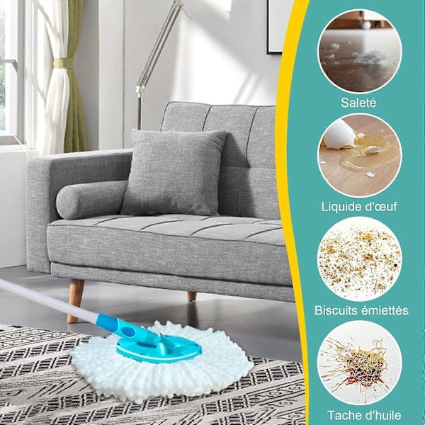 Mikrokuitumoppi Yhteensopiva Leifheit Clean Twist Disc Mop -järjestelmien kanssa, Vaihdettavat moppipäät Erittäin imukykyinen mikrokuitu Sopii kaikille lattiatyypeille - W