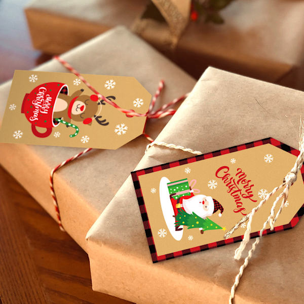 100 sett vintage kreative kraftpapir hengende etiketter jul b