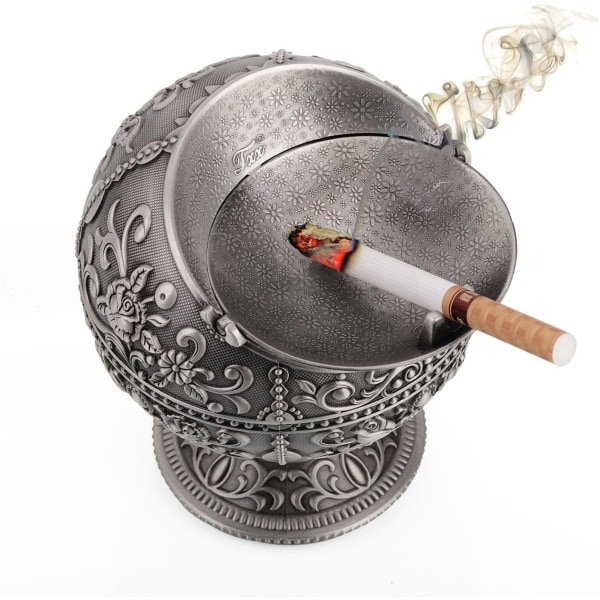 Vintage vindtæt askebæger med låg Bærbar bordcigaret