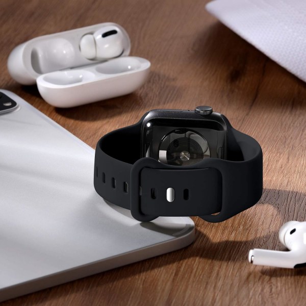 Svart 2-pack Kompatibel med Apple Watch Armband 38mm 40mm 41mm, Re