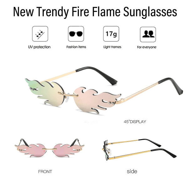 5 st Fire Flame solglasögon, färgade båglösa solglasögon glasögon Lyxiga trendiga smala solglasögon