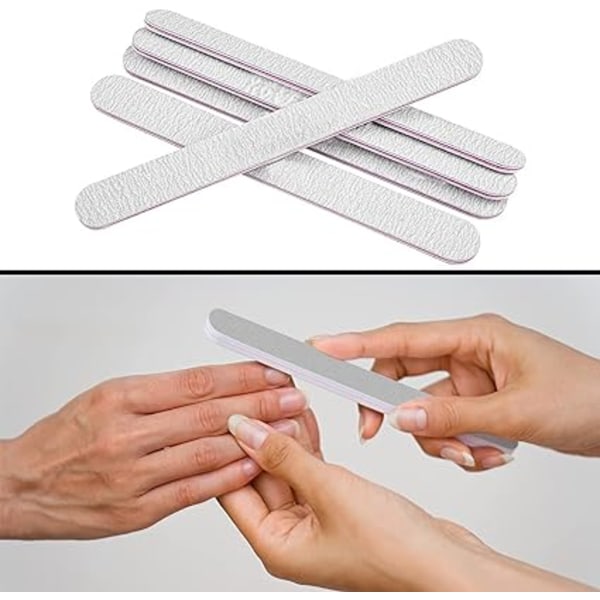 /#/Sæt med 5 professionelle neglefile (grå), 100 / 180 dobbeltsidet/#/