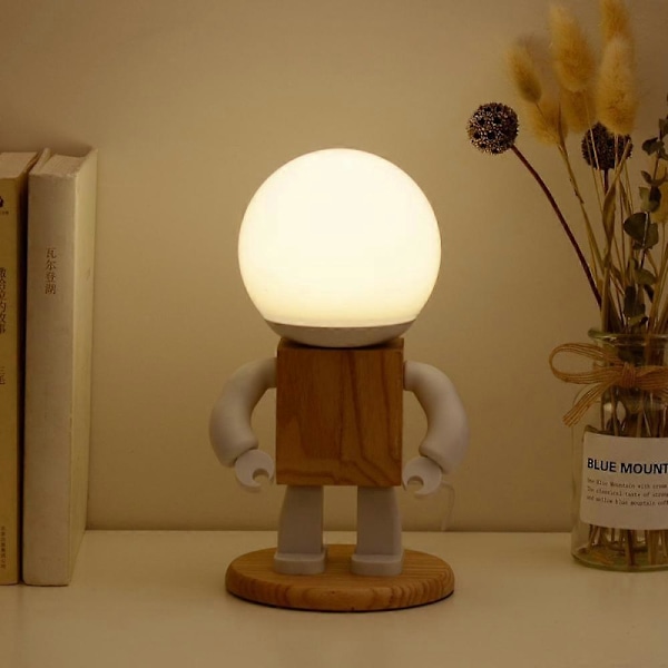 Bordslampa Trärobot Barn Pojke Födelsedagspresent