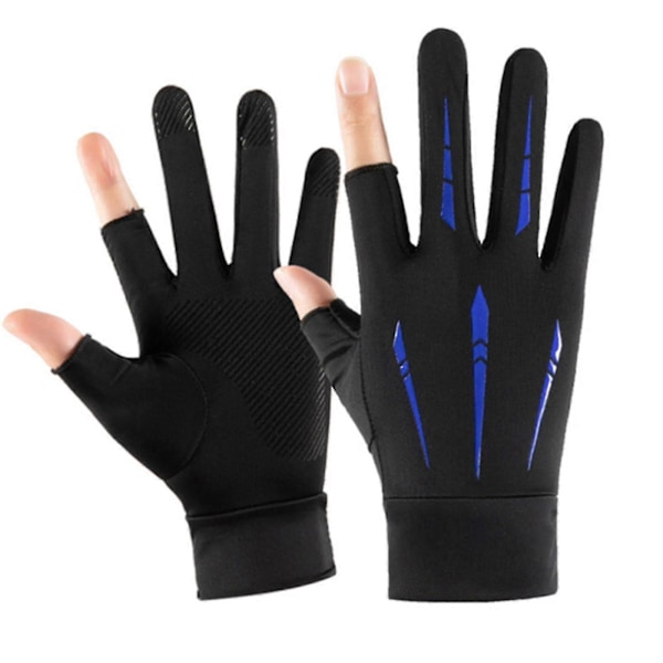 To-fingerhansker med åpne fingre for voksne menn og kvinner, søte, myke og hudvennlige hansker (farge: svart)