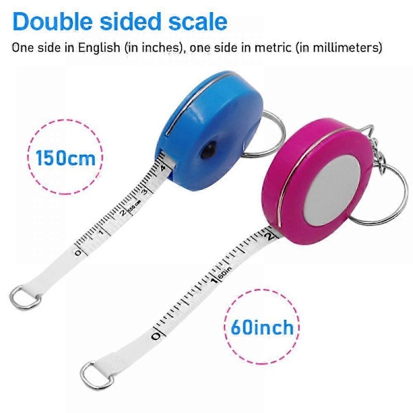 Mittanauha, pieni mittanauha, pyöreä mittanauha ompeluun, räätälin käyttöön 60 tuumaa 150 cm, 4 kappaletta