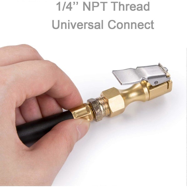 2 st Luftchuck, Kraftig Låschuck för Däck med Stängd Flöde och Clip för Inflator Mätare Kompressor Tillbehör, Gul