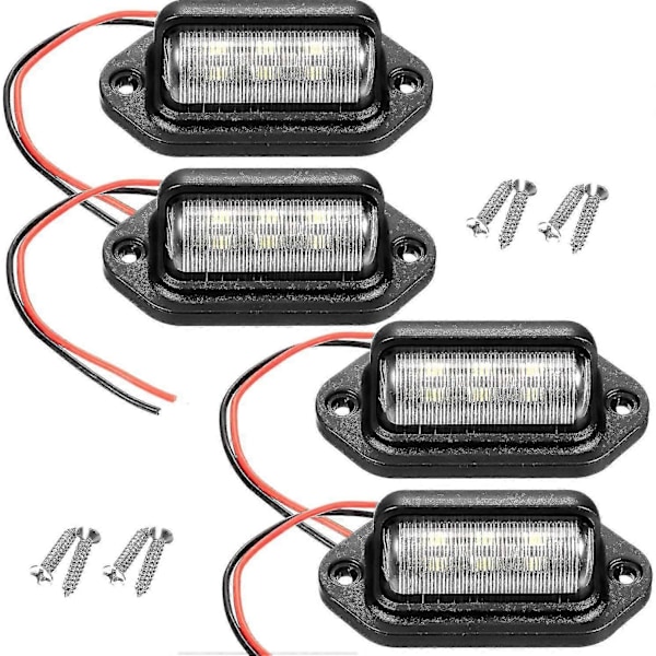 4 stk. 12V 6 Smd Led Ekstern Nummerplade Lys Vandtæt Nummerplade Lampe Baglygte Til Bil
