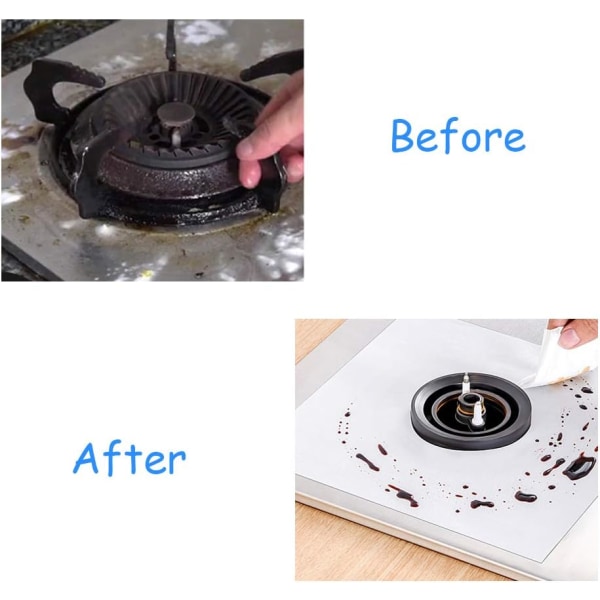 *8 Pakke Gassbrennerdeksler Gjenbrukbare Non-Stick Varmebestandige Gass Bu*
