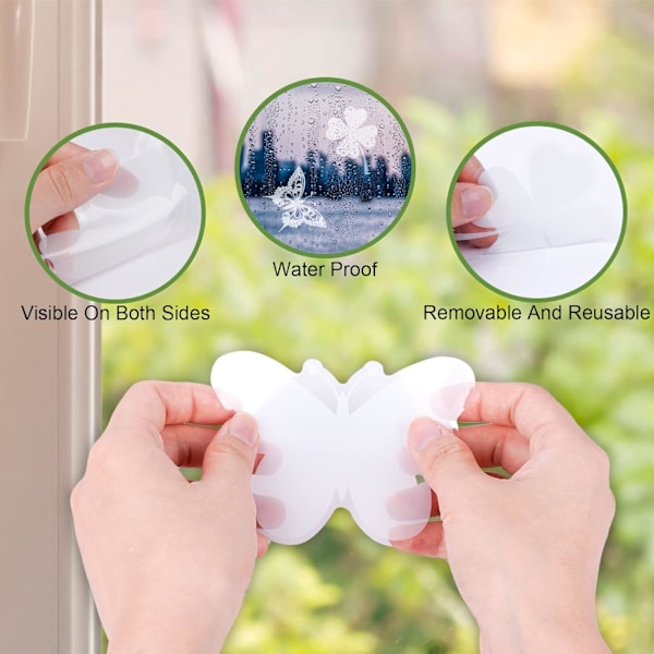 Sett med 4 store transparente vindusdekaler, advarselsdekaler for
