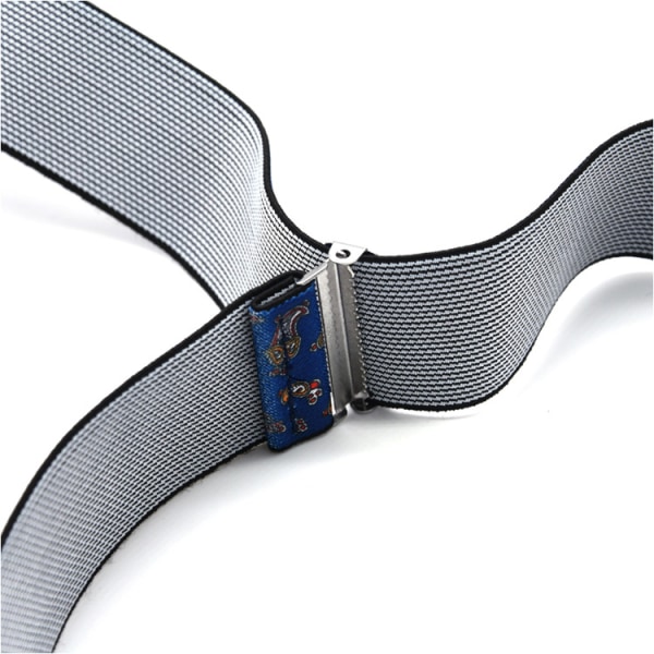 #Y-formade hängslen - blått mönster, unisex, tri-clip hängslen,#