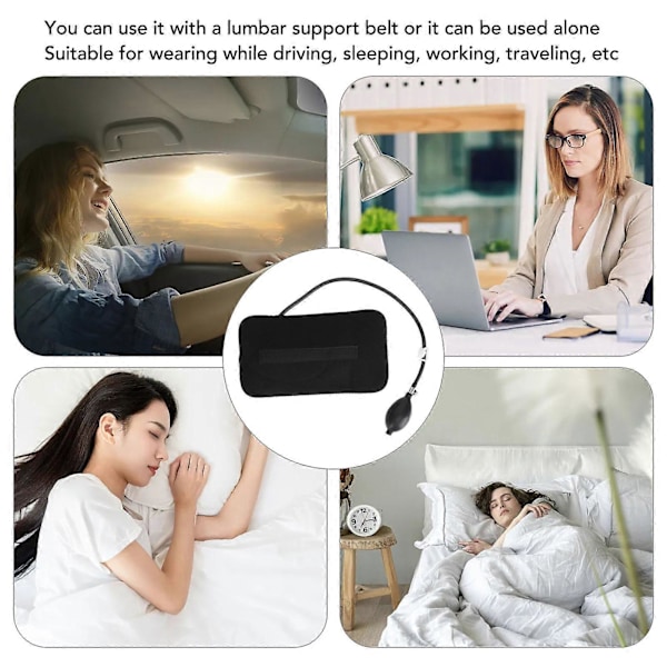 Oppustelig Lændestøtte Pude Ergonomisk Design Lændestøtte Pude med Pumpe til Bil Kontorstol Fly