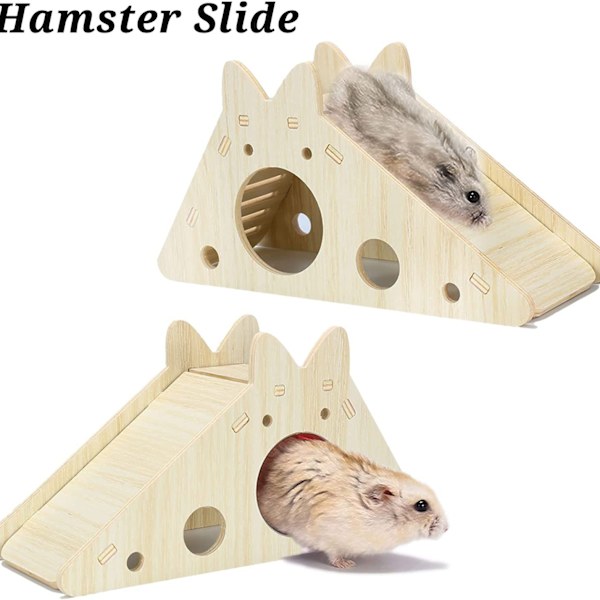 #3 Hamsterhus Træhytte til Lille Kæledyr Naturlig Levested for Hamster Gerbil Rot Chipmunk 3 Farver Pink Blå Grøn#