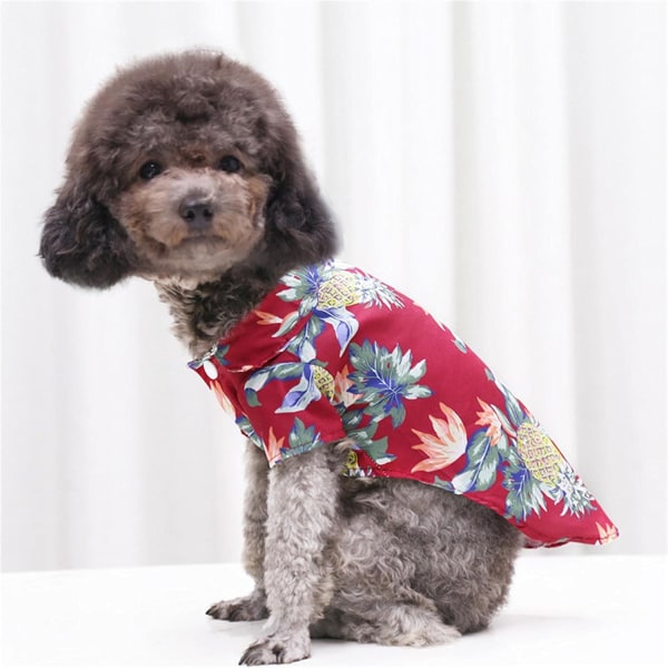 *Hund og katte skjorter sommer T-shirts stilfuld hawaiiansk print blød, behagelig og åndbar kæledyrstøj til små store hunde, katte*