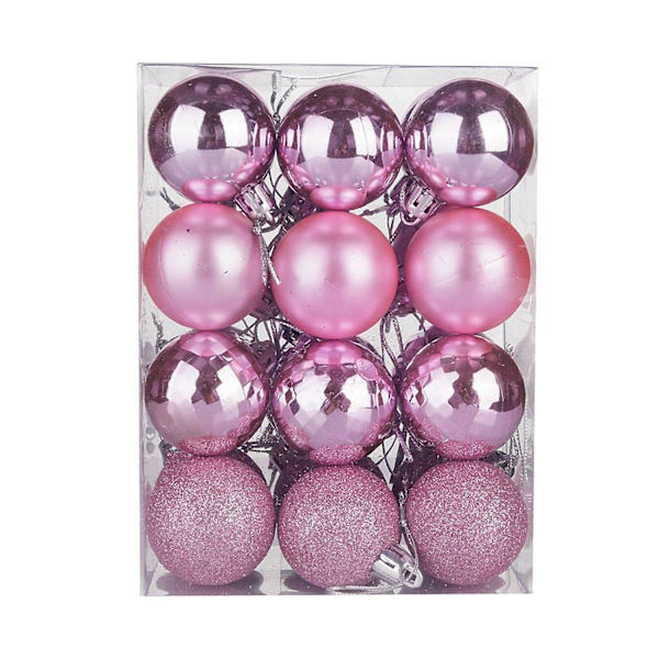 24 st/set 4cm Julgransprydnad Öka Atmosfären Dekorativ Scenlayout Lättvikt med Rosa