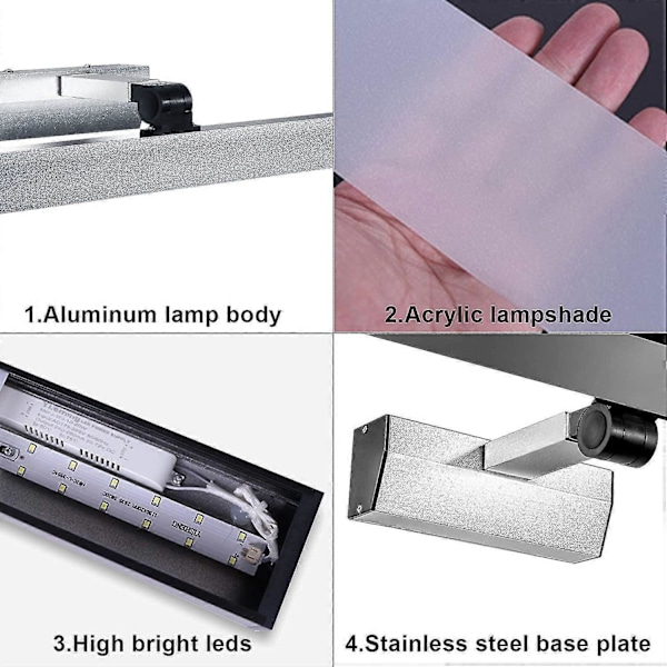 5w Led Badeværelsesspejl Lys Ip44 Justerbar 180 Med Kontakt 40cm6000k
