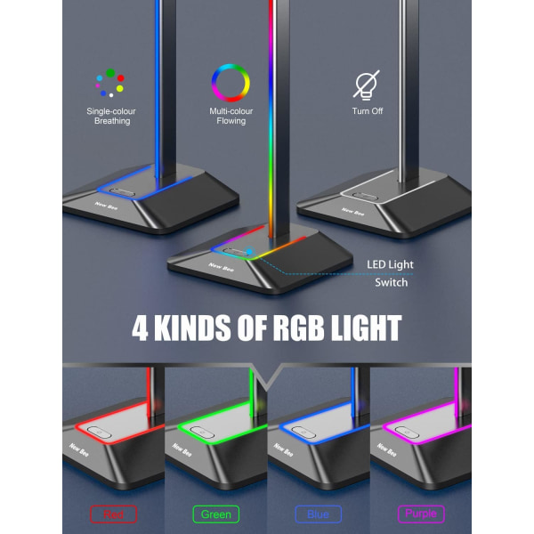 #Kuulokemikrofoni RGB -teline 2 USB-portilla#