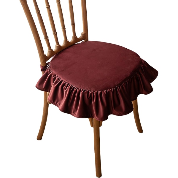 #Burgunderfløyels Stolpute med Rufflet Stropp#