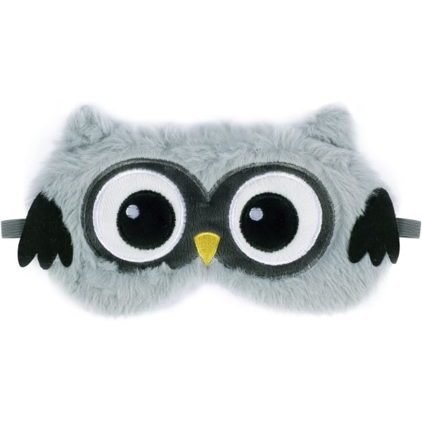 (19 × 11cm, Grå) Plysch Sovmasker, 3D Fluffig Sovmask Barn C