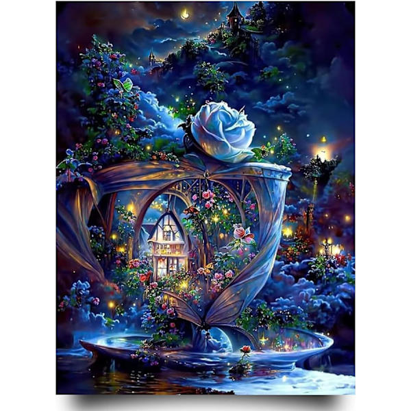 #DIY 5D Timanttimaalaussetti Täysi Timantti - 30x40cm (Linna)#