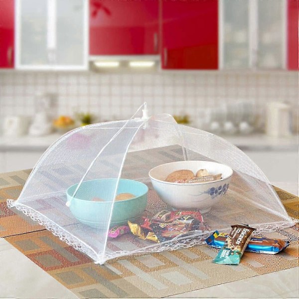 4 st Pop-up Matkupoler Tält, Meshöverdrag Vikbart Matöverdrag Platt Överdrag Anti-fluga Myggor, Mesh Paraply För Att Hålla Insekter Och Flugor Borta Vit