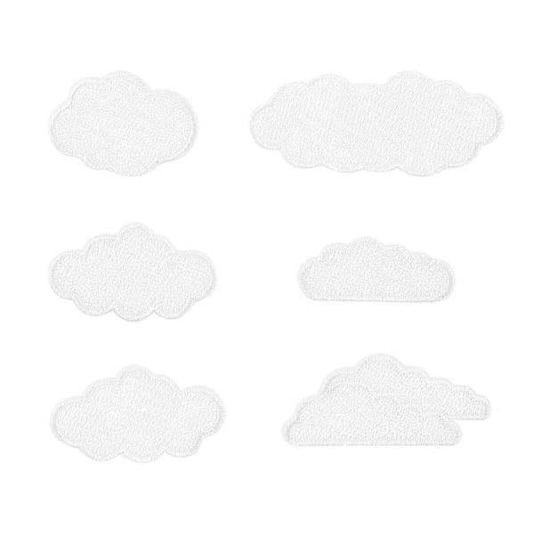 6 stk. Skyformede patches Selvklæbende broderede tøjpatches Dekorative patches