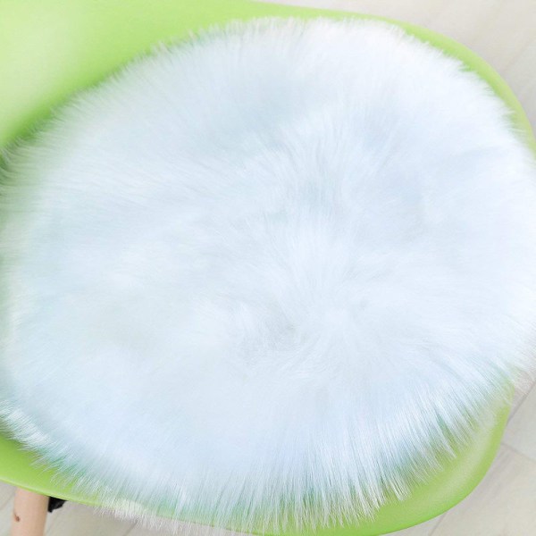 /#/(Gris) Coussin de siège rond en fausse fourrure de mouton de qual/#/