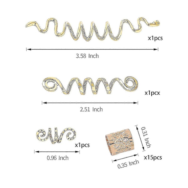 18 stk. Hårtilbehør Loc Hårsmykker til Kvinder Fletninger, Dreadlock Perler Metal Hårklemmer Dekoration Guld (flere Stilarter)-style4