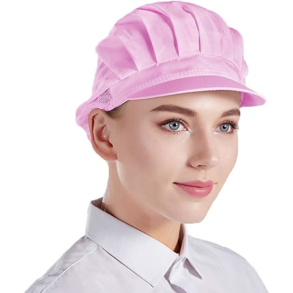 3-pakk kokkebasker med halv netting - rosa, unisex kjøkkenhatter med mes