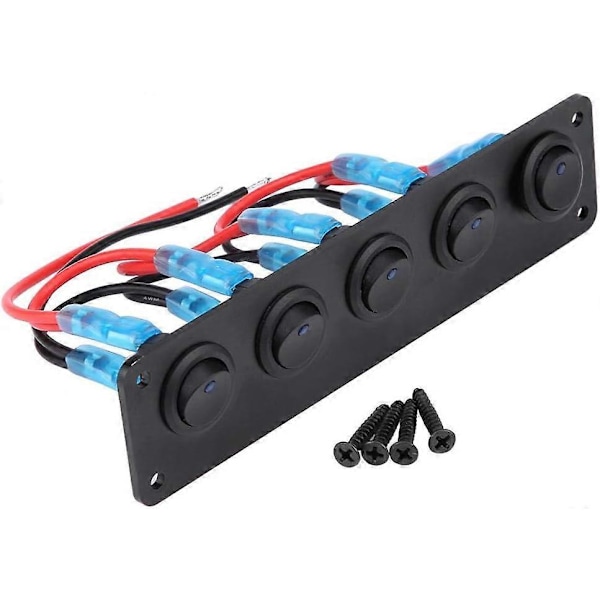 Vipukytkin, 12V-24V 5-osainen punainen LED-valokytkinpaneeli