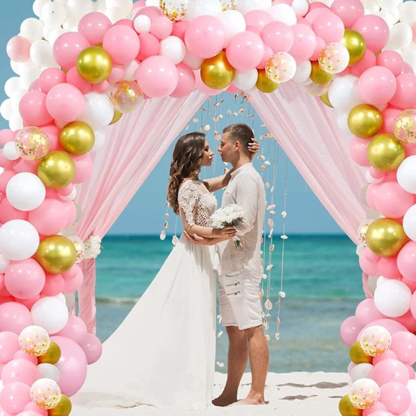 Pink, Hvid og Guld Ballon Girland Bue Kit - 123 stk Pink Guld B