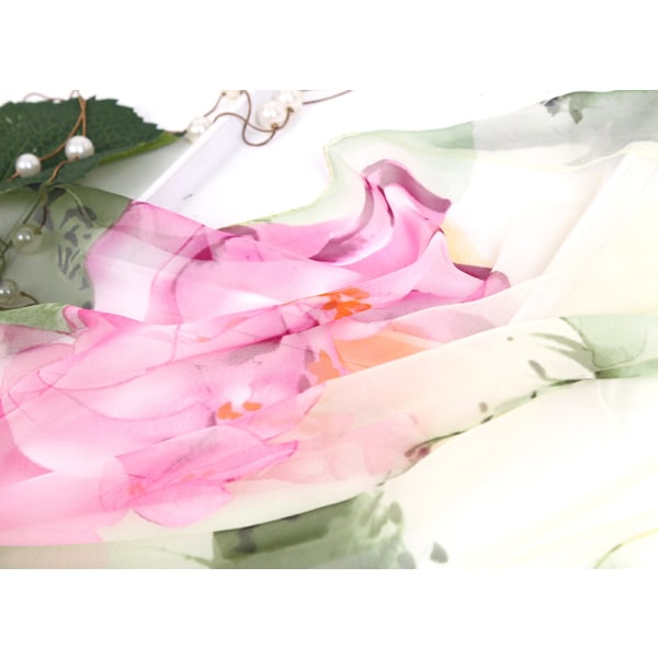 Luumunkukanvihreä 160 × 50 cm naisten silkkihuivi