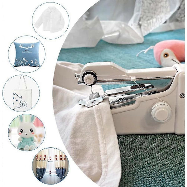 Håndholdt Symaskin, Mini Bærbar Symaskin Enkel å Bruke og Rask Søm, Bærbar Symaskin Egnet for Hjem, Reise og DIY (Rosa)