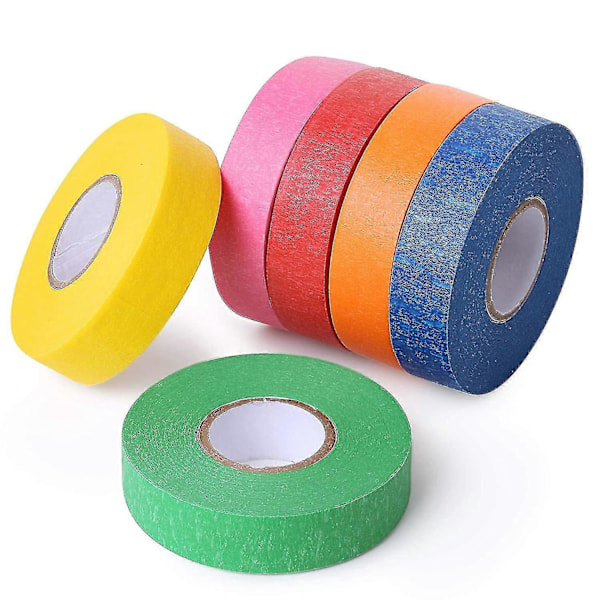 Farvet Tape, Farvet Malertape, 6-pak, Tegnetape, Hobbytape