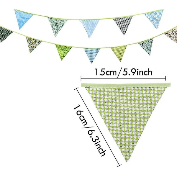 Blommig Dubbelsidig Chic Banner Girlang Vimplar Party Dekorationsmaterial grön