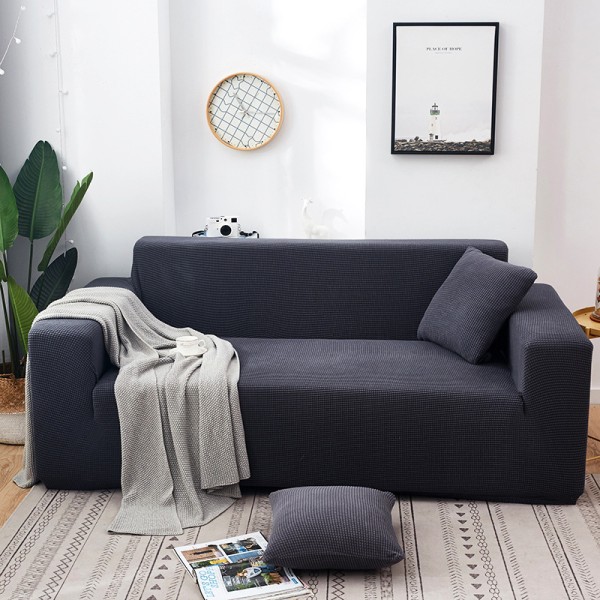 Elastiskt stretchöverdrag för 2-sits soffa mjuk passform grå 145-185cm