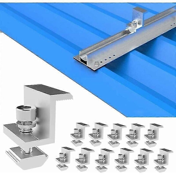 12-pack Solpanel Fäste, Sol Ändterminal, Justerbar Bredd, Fotovoltaisk Fäste, Solfäste för Solpanel (30mm)